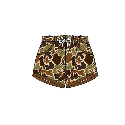 ( Moq 5 ) Preorder Boys Kids Ducks Green Brown Camo Pockets Shorts Summer Bottom
