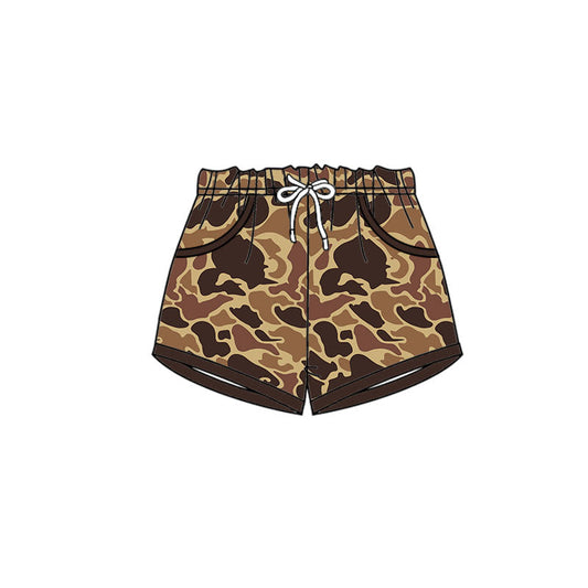 ( Moq 5 ) Preorder Boys Kids Brown Camo Pockets Shorts Summer Bottom