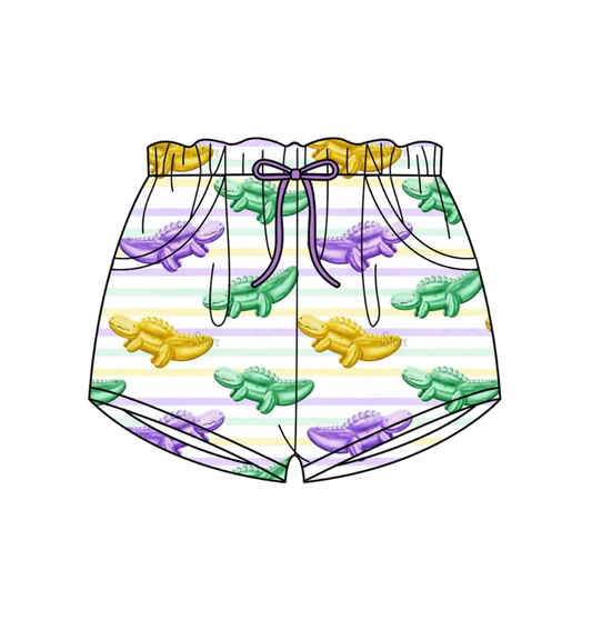 ( Moq 5 ) Preorder Boy Kids Crocodiles Mardi Gras Pockets Shorts