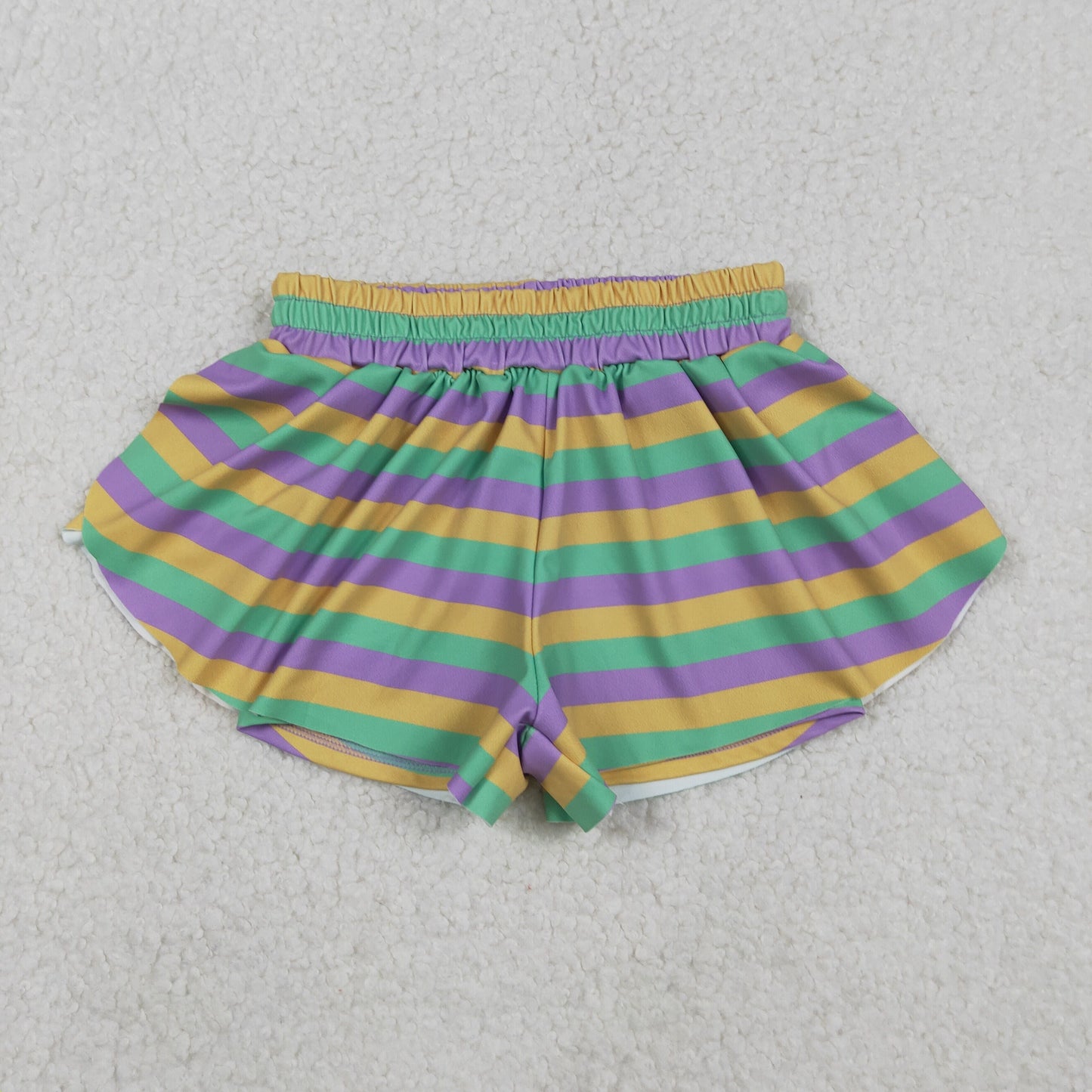 Sibling Baby Girls Adult Women Mardi Gras Yoga Active Shorts Mommy and Me Bottoms RTS