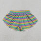 Sibling Baby Girls Kids Mardi Gras Bows Stripes Donuts Yoga Active Shorts Bottoms RTS