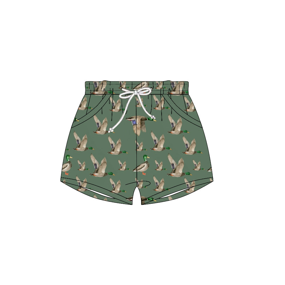 (Moq 5 ) Preorder Baby Boys Pockets Camo Ducks Green Shorts Summer Bottoms