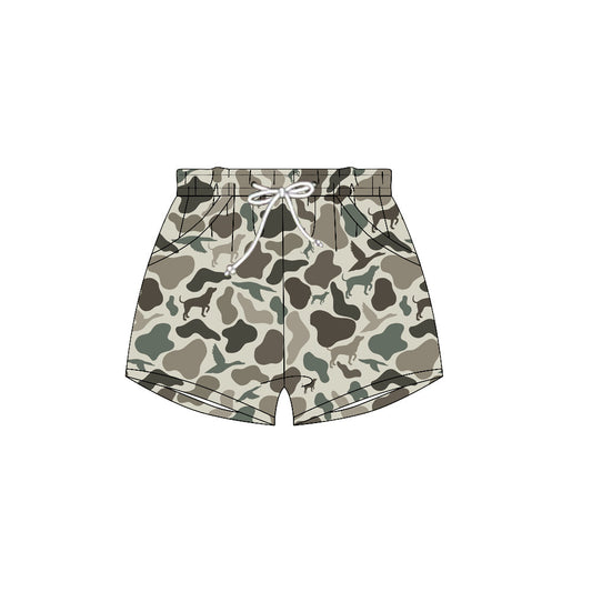 (Moq 5 ) Preorder Baby Boys Dogs Ducks Pockets Camo Shorts Summer Bottoms
