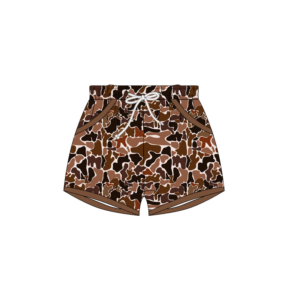 ( Moq 5 ) Preorder Baby Boys Brown Camo Pockets Shorts Bottoms