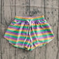 Adult Women Mardi Gras Stripes Yoga Active Ruffle Shorts Bottom RTS