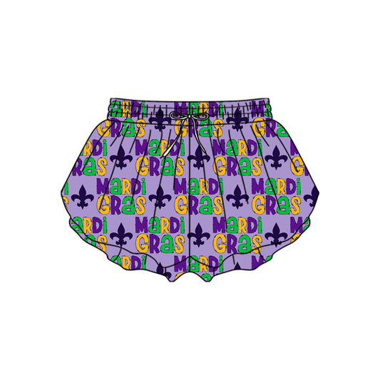 (  Moq 5 ) Baby Girls Mardi Gras Anchors Yoga Active Ruffle Shorts Bottom