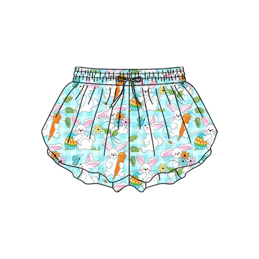 (  Moq 5 ) Baby Girls Rabbits Carrots Flower Easter Yoga Active Ruffle Shorts Bottom