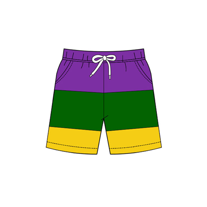 ( Moq 5 ) Preorder Baby Boys Kids Mardi Gras Pockets Yoga Shorts Bottom