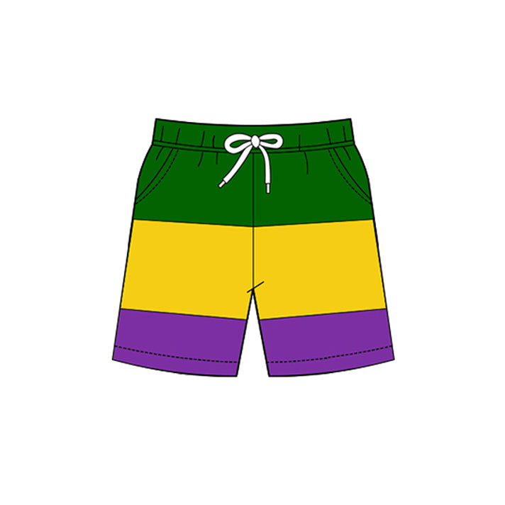 ( Moq 5 ) Preorder Baby Boys Mardi Gras Pockets Yoga Shorts Bottom