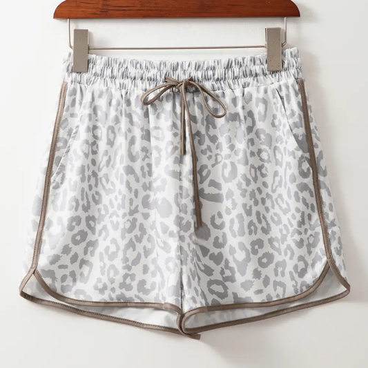( Moq 5 ) Preorder Adult Women Grey Leopard Summer Shorts Bottoms