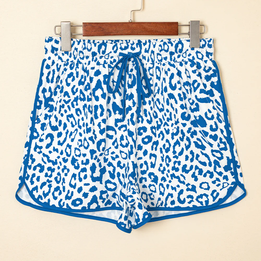 ( Moq 5 ) Preorder Adult Women Blue Leopard Summer Shorts Bottoms