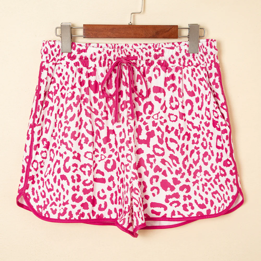 ( Moq 5 ) Preorder Adult Women Pink Leopard Summer Pockets Shorts Bottoms