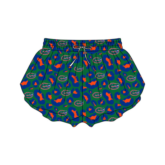 ( Moq 5 ) Preorder Adult Women Leopard Team Yoga Active Ruffle Shorts Green Bottom