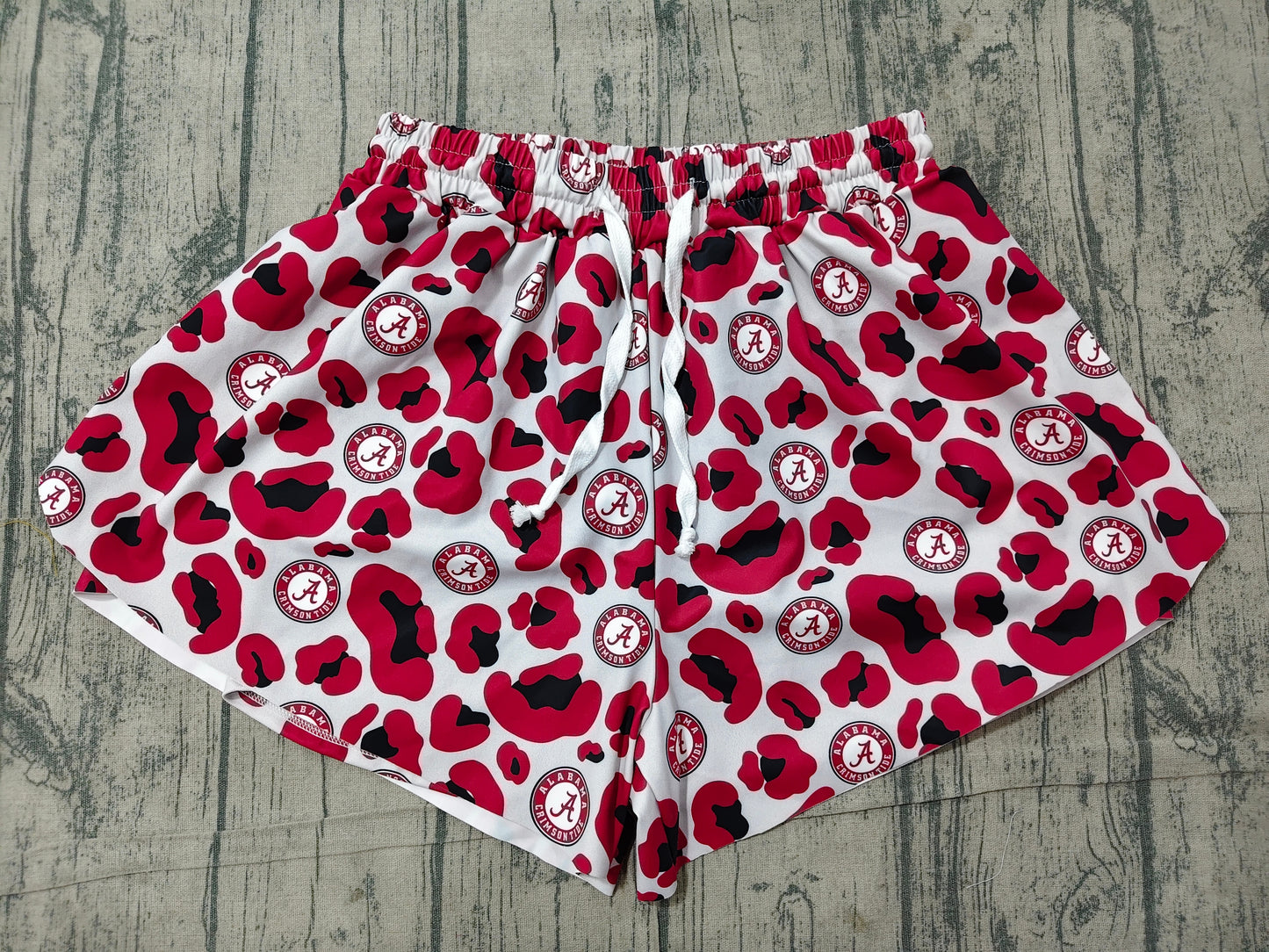 ( No moq ) Preorder Adult Women Red Leopard A Team Yoga Active Ruffle Shorts Bottom