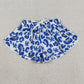 Sibling Family Kids Girls Adult Women  Blue Leopard Team Yoga Ruffle Shorts Bottoms RTS