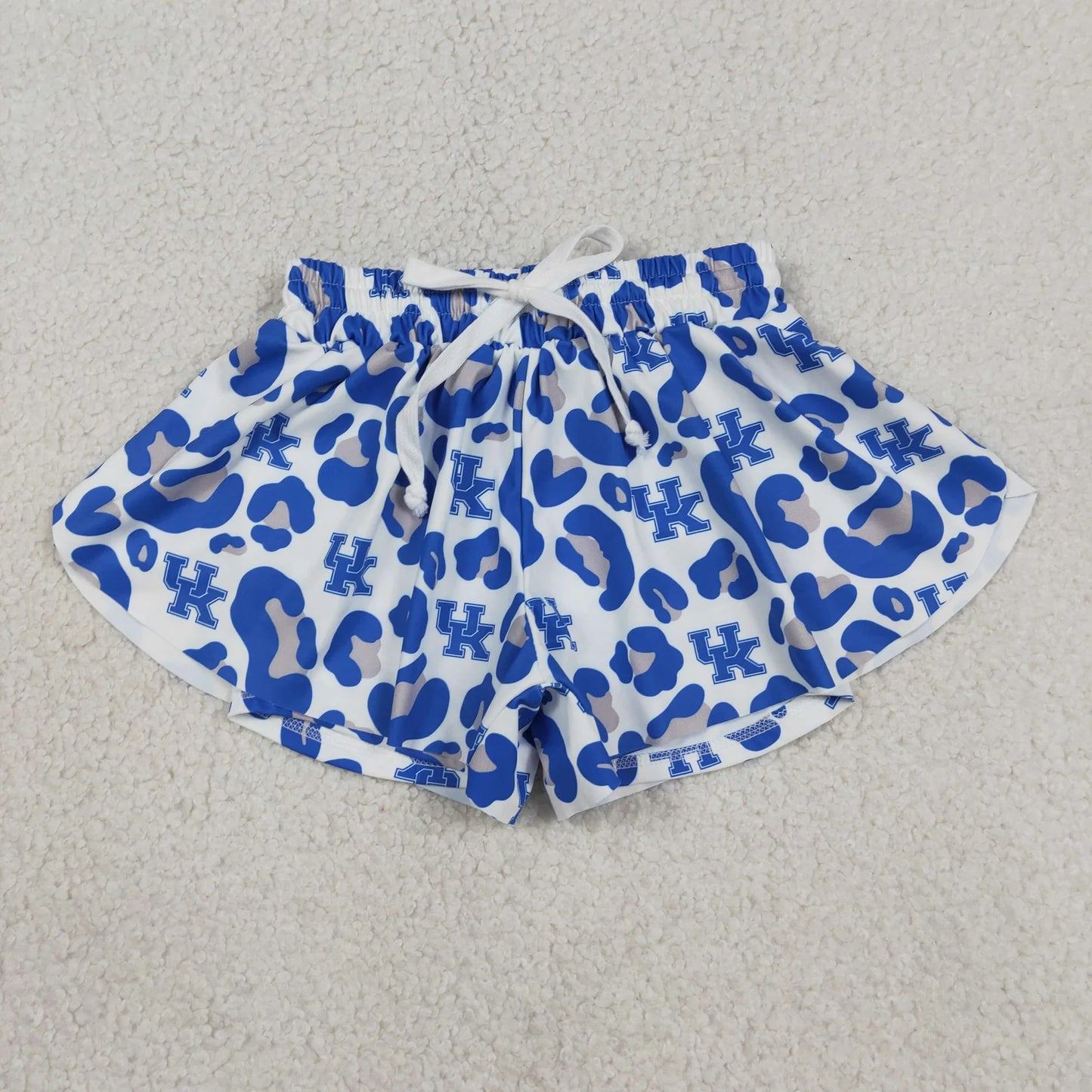 Sibling Family Kids Girls Adult Women  Blue Leopard Team Yoga Ruffle Shorts Bottoms RTS