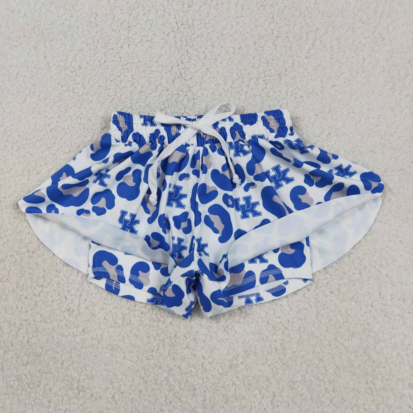 Sibling Family Kids Girls Adult Women  Blue Leopard Team Yoga Ruffle Shorts Bottoms RTS