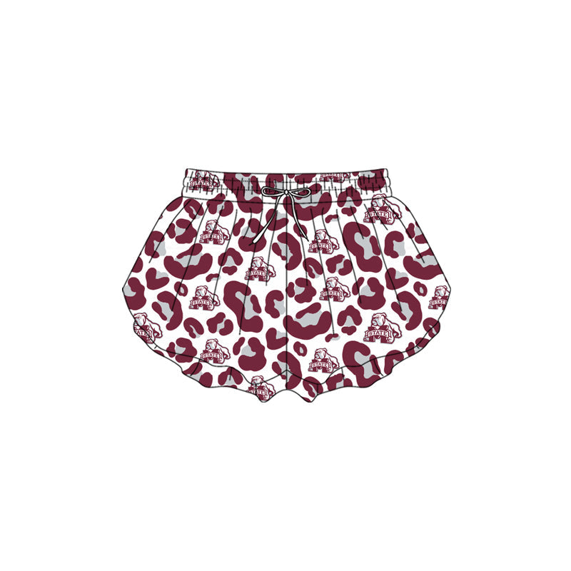 ( Moq 5 ) Preorder Baby Girls Kids Leopard Dogs Team Yoga Active Ruffle Shorts Bottom