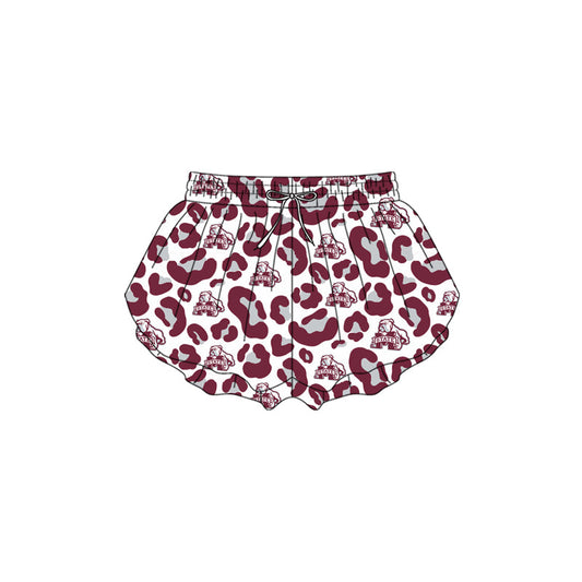 ( Moq 5 ) Preorder Baby Girls Kids Leopard Dogs Team Yoga Active Ruffle Shorts Bottom