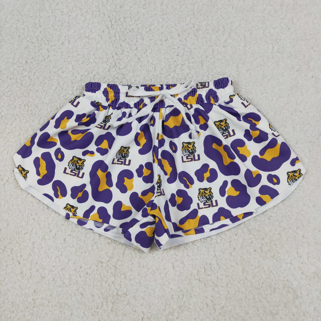 Sibling Baby Girls Adult Women Purple Leopard Tigers Team Yoga Active Ruffle Shorts Bottom RTS