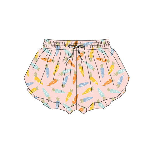 ( Moq 5 ) Preorder Adult Women Carrots Easter Ruffle Yoga Active Shorts Bottom
