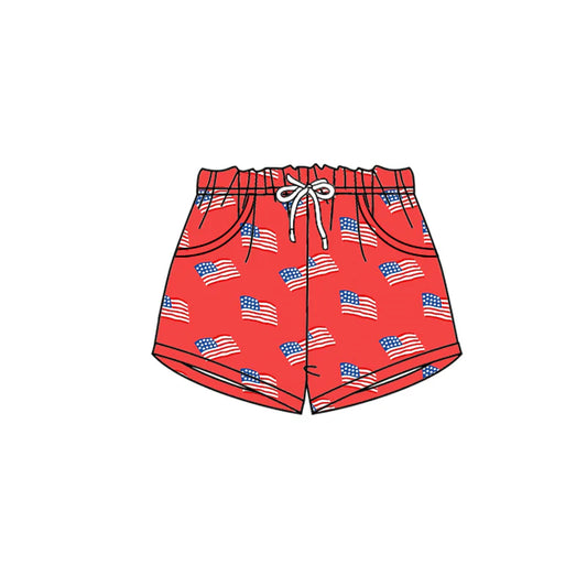 ( Moq 5 ) Preorder Baby Boys Kids Flags 4th of July Pockets Red Shorts Bottom