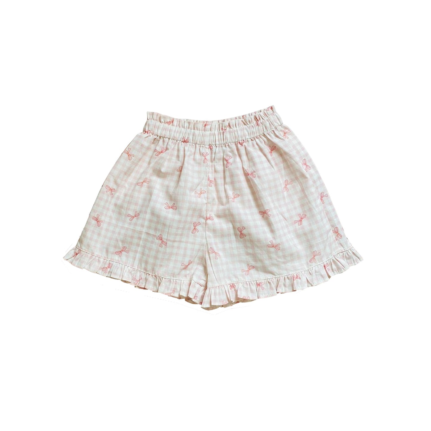 ( Moq 5 ) Preorder Baby Girls Kids Pink Bows Plaid Summer Shorts Bottom