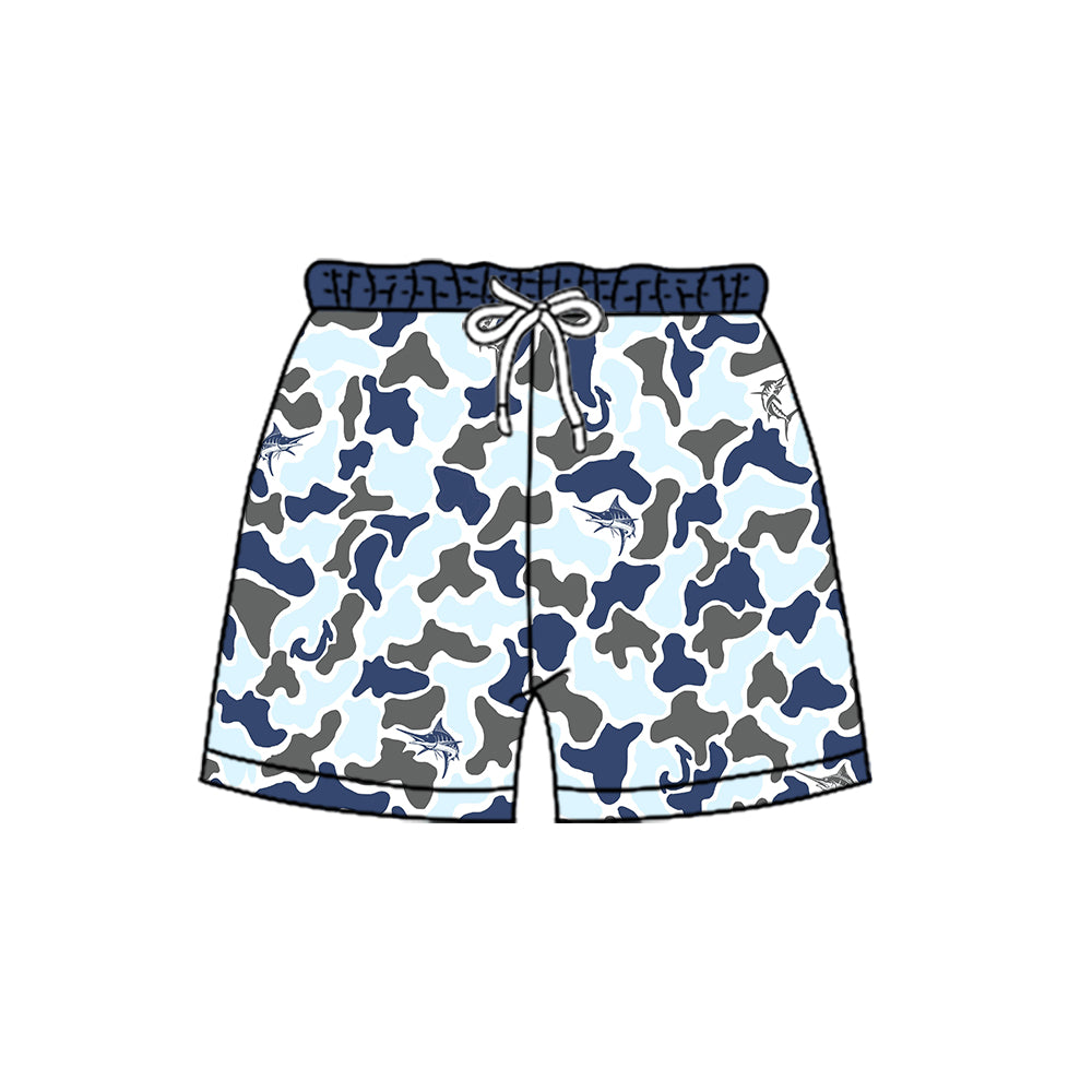 ( Moq 5 ) Preorder Baby Boys Kids Blue Camo Shorts Bottoms Summer Clothes
