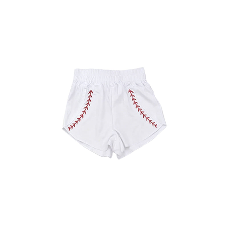( Moq 5 ) Preorder Baby Girls Kids White Baseball Yoga Active Shorts Team Sport Clothes