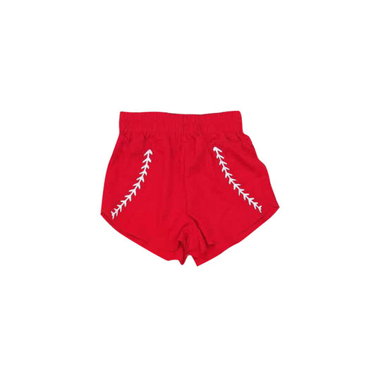 ( Moq 5 ) Preorder Baby Girls Kids Red Baseball Yoga Active Shorts Team Sport Clothes