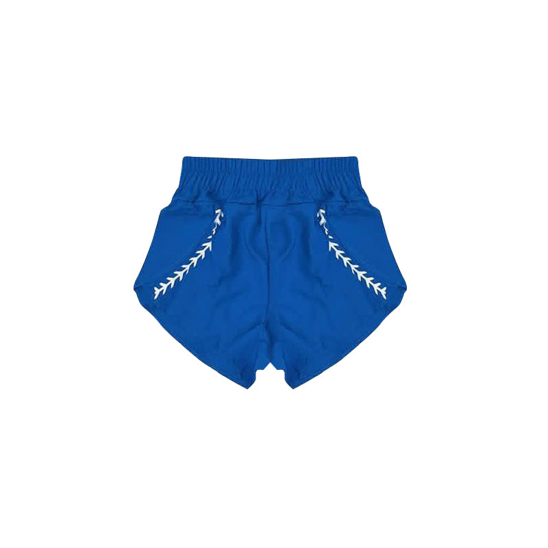 ( Moq 5 ) Preorder Baby Girls Kids Blue Baseball Yoga Active Shorts Team Sport Clothes