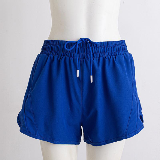 ( Moq 5 ) Preorder Baby Girls Kids Zipper Pockets Blue Yoga Active Shorts Bottoms