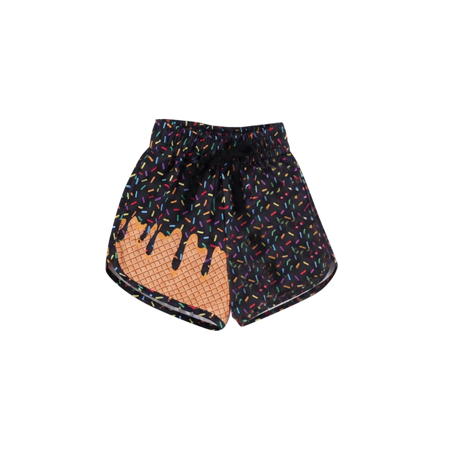 ( Moq 5 ) Preorder Baby Girls Kids Sprinkles Drip Black Shorts Bottoms Team Clothes