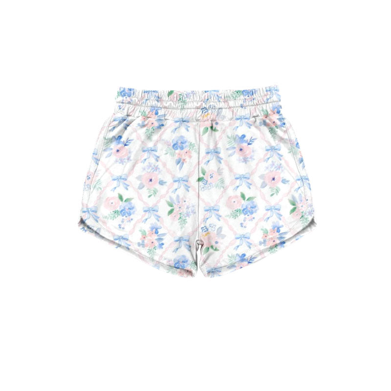 ( Moq 5 ) Preorder Baby Girls Kids Flower Blue Bows Shorts Bottoms Clothes