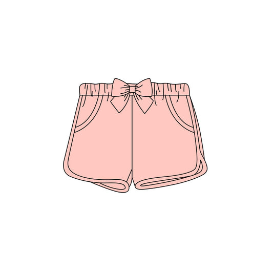 ( Moq 5 ) Preorder Baby Girls Kids Pink Bows Pockets Shorts Bottoms Clothes