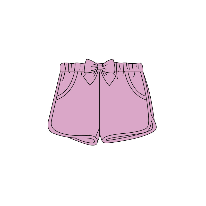 ( Moq 5 ) Preorder Baby Girls Kids Purple Bows Pockets Shorts Bottoms Clothes