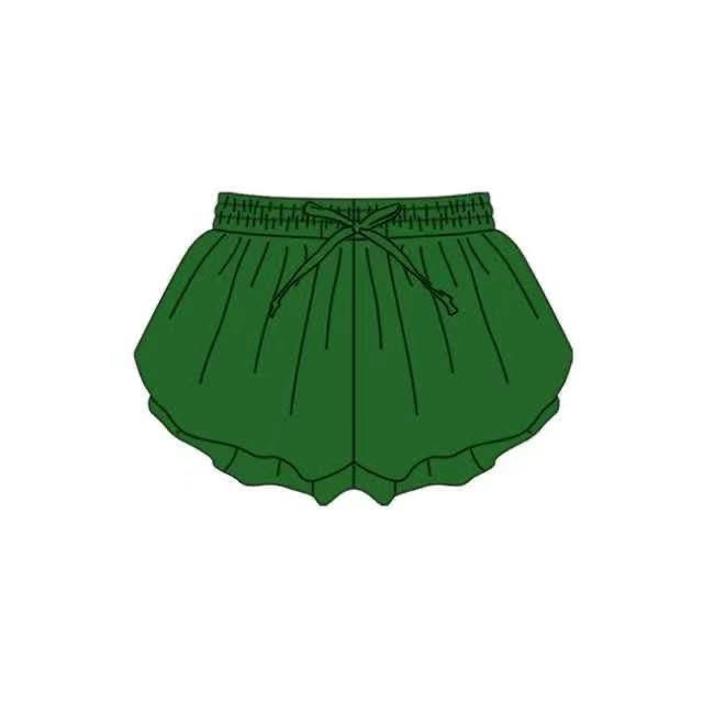 ( Moq 5 ) Preorder Baby Girls Kids Green Ruffle Shorts Bottom Yoga Clothes