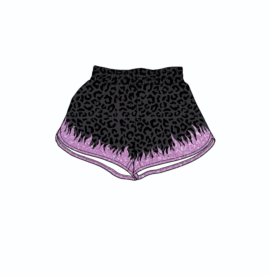 ( Moq 5 ) Preorder Baby Girls Kids Black Leopard Shorts Bottoms Yoga Active Clothes