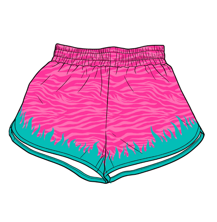 ( Moq 5 ) Preorder Adult Women Pink Stripes Shorts Bottoms Yoga Active Clothes