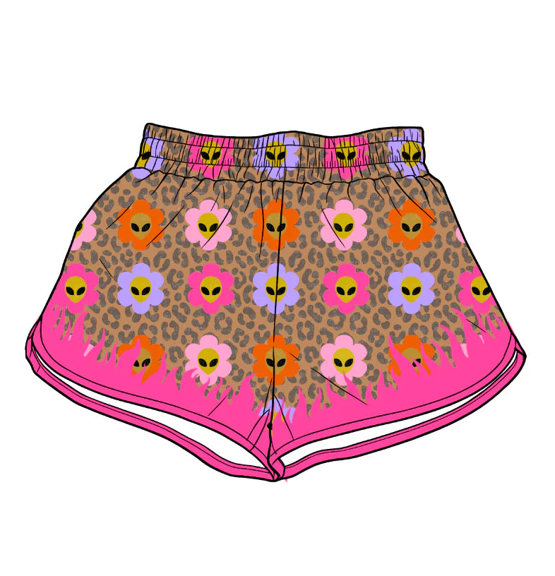 ( Moq 5 ) Preorder Adult Women Flower Leopard Shorts Bottoms Yoga Active Clothes