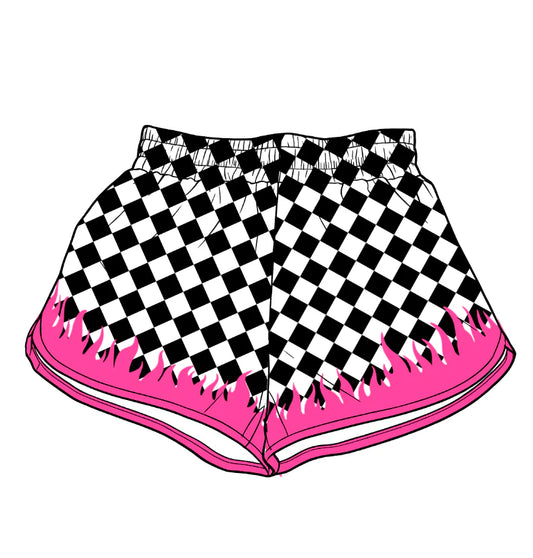 ( Moq 5 ) Preorder Adult Women Black Checked Shorts Bottoms Yoga Active Clothes