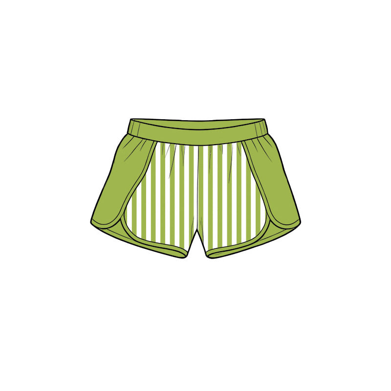 ( Moq 5 ) Preorder Baby Girls Kids Green Stripes Shorts Bottoms Yoga Active Clothes