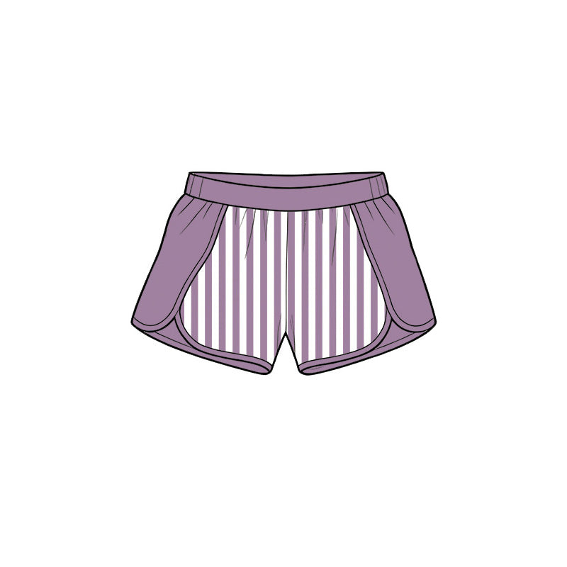 ( Moq 5 ) Preorder Baby Girls Kids Purple Stripes Shorts Bottoms Yoga Active Clothes