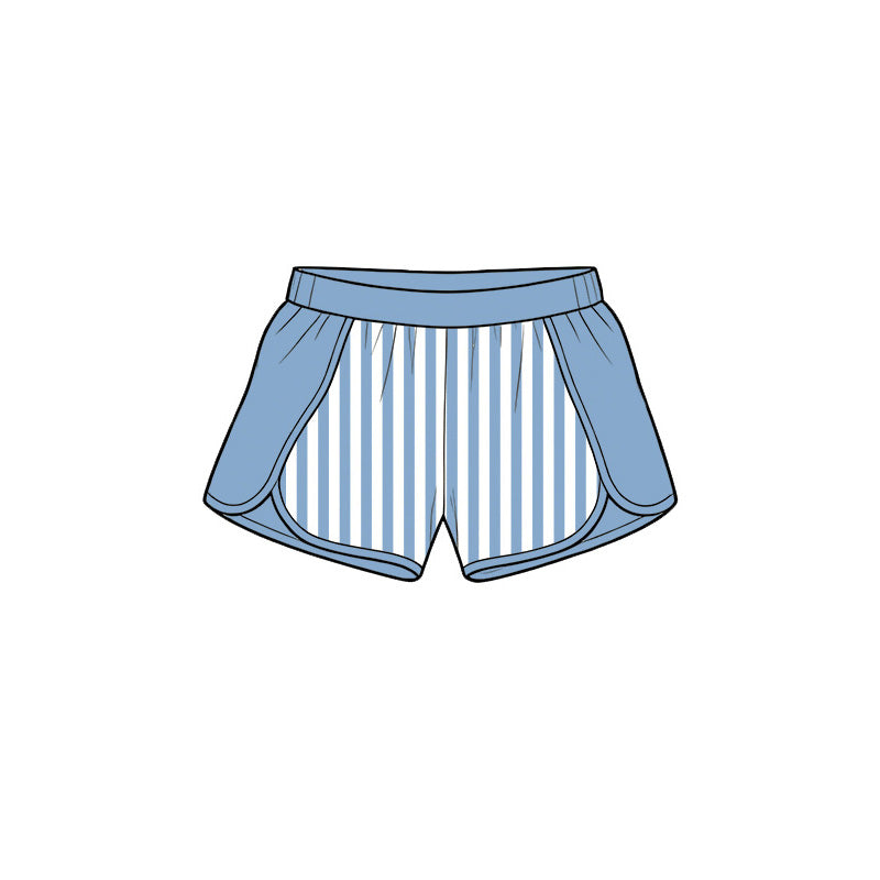 ( Moq 5 ) Preorder Baby Girls Kids Stripes Shorts Bottoms Yoga Active Blue Clothes