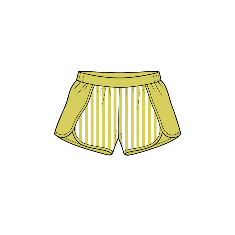 ( Moq 5 ) Preorder Baby Girls Kids Yellow Stripes Shorts Bottoms Yoga Active Clothes