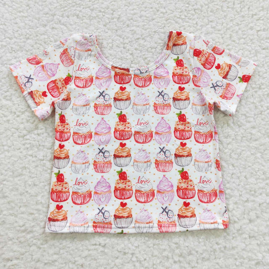 GT0204 Baby Kids Summer Short Sleeves Cupcake Tops Shirt