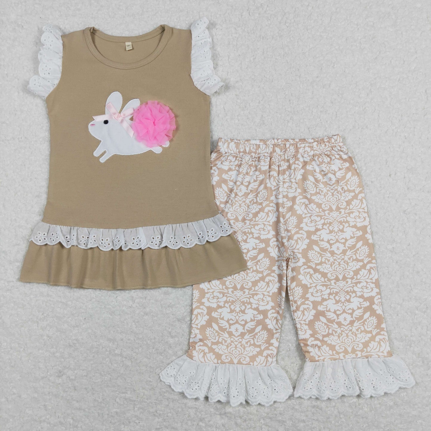 B17-1 Baby Girl Embroidery Rabbit Easter Set