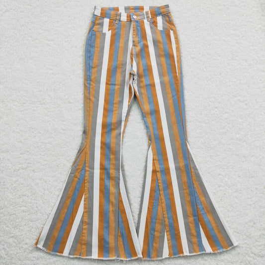 P0153 Adult Women Striped Denim Jeans Bell Pants