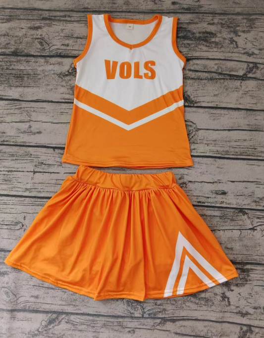 Baby Girl Sleeveless Shirt Orange Skirt Team Outfit Moq 5