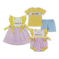 Baby Boy Girl Short Sleeves Embroidery Beach Sibling Dress Romper Clothes Set RTS